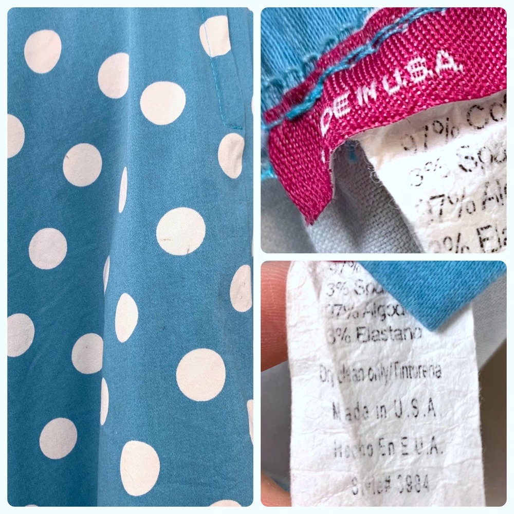 Vintage 90s Pinup Rockabilly Polka-dot Mini USA Made Dress - Picture 6 of 10